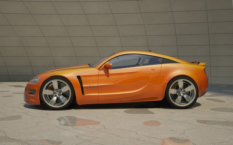 Orange Sports Car — Neutral, Afternoon, 3d Render