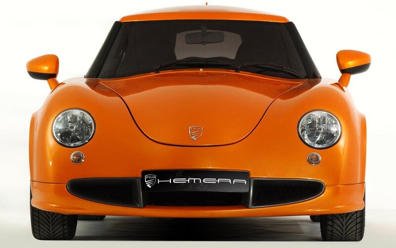 Orange Sports Car — Neutral, Photograph, Headlights, Side Mirrors
