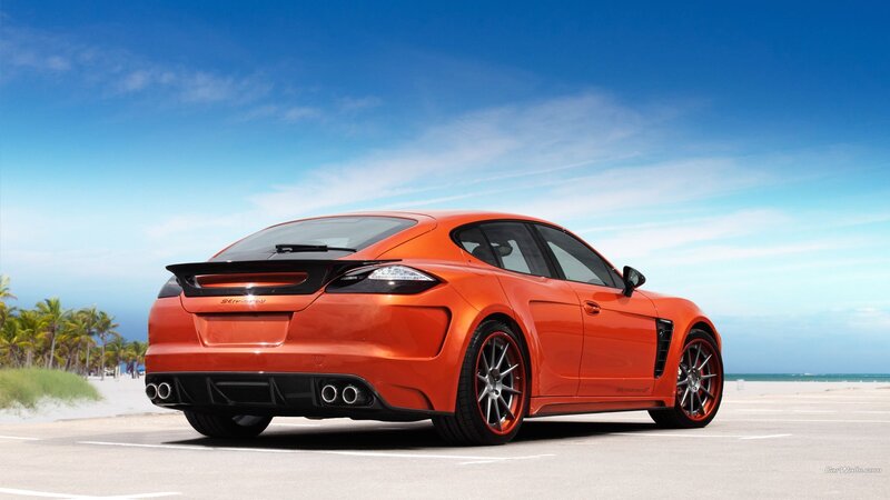 Orange Sports Car — Ocean