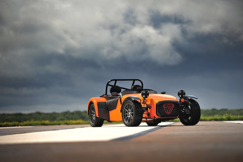 Orange sports car on a track