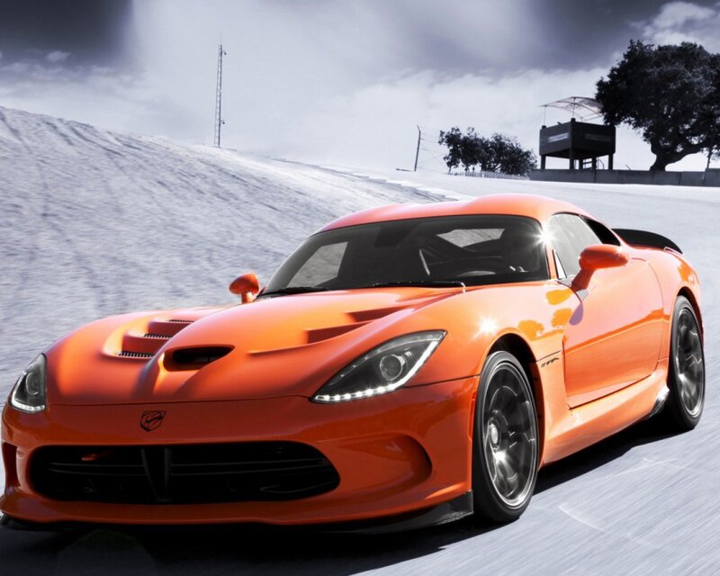 Orange sports car on a track