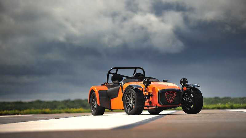 Orange sports car on a track