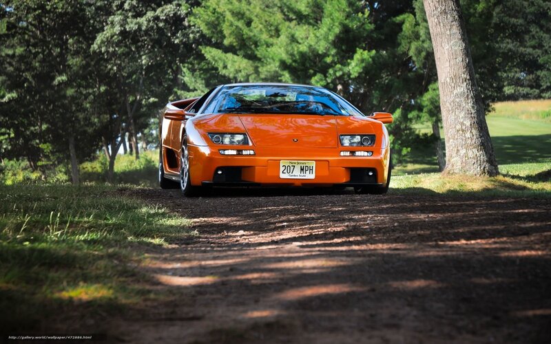 Orange sports car on dirt path