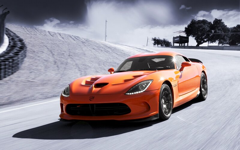 Orange sports car on racetrack