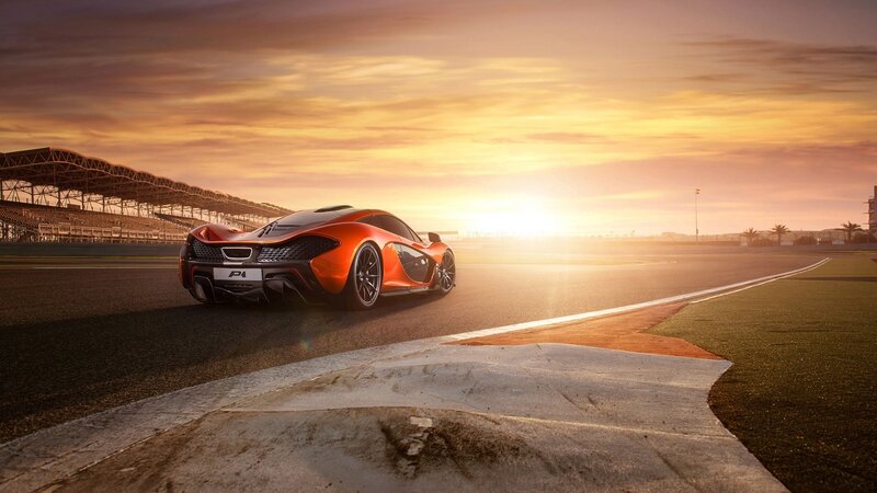 Orange sports car on racetrack