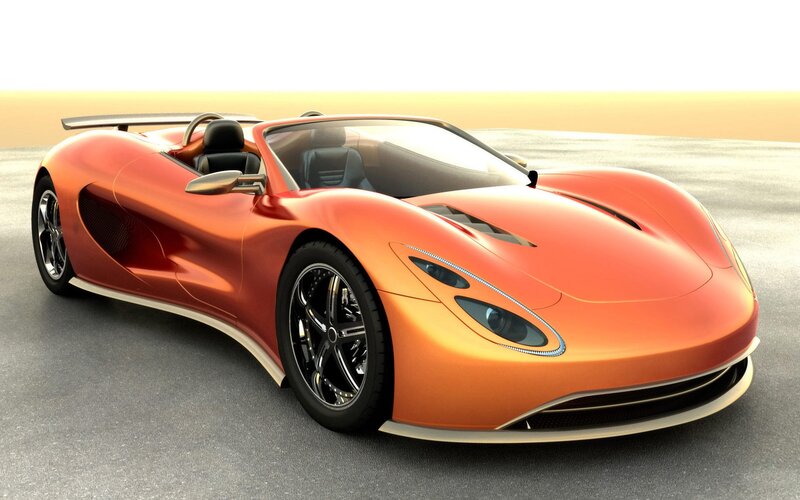 orange sports car on track