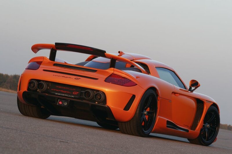 orange sports car on track