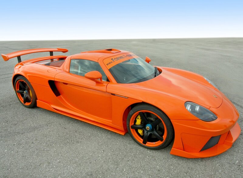 orange sports car on track