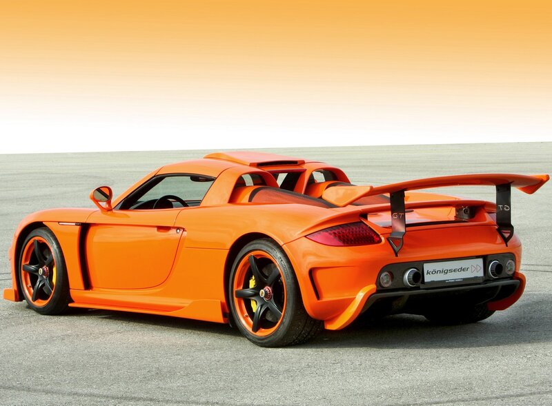 Orange sports car on track