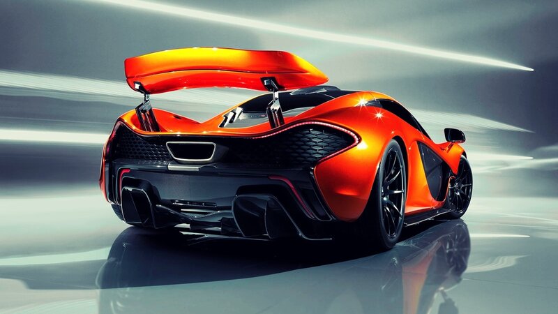 orange sports car rear view
