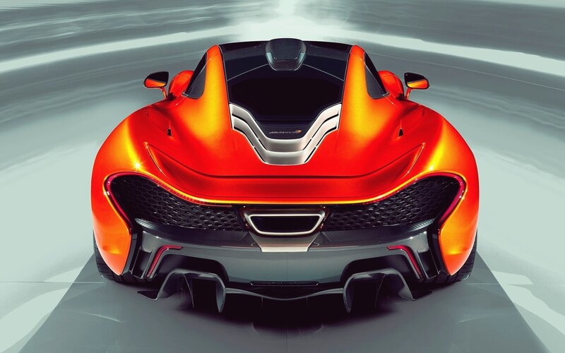 orange sports car rear view