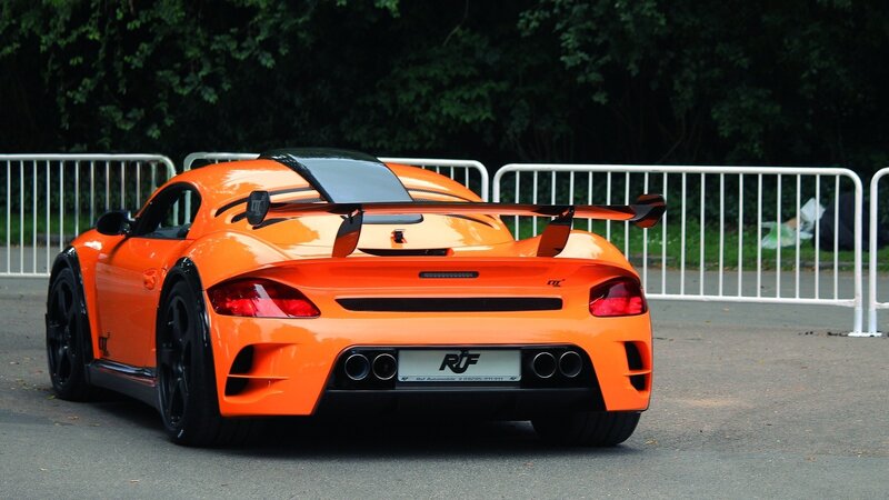 orange sports car rear view