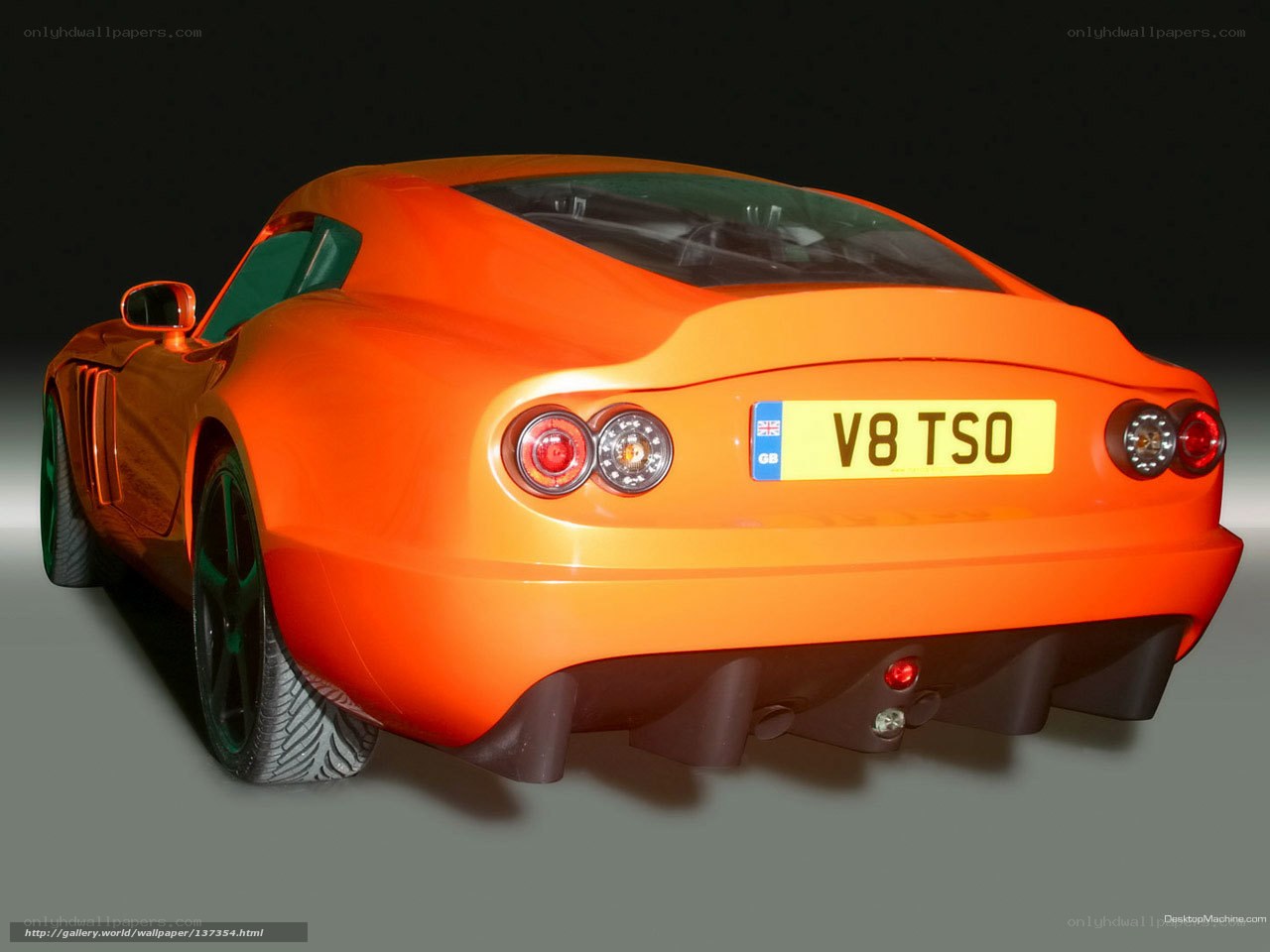 Orange sports car rear view