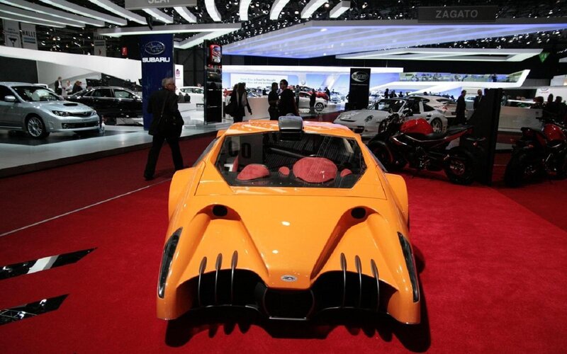 Orange Sports Car — Red, Busy
