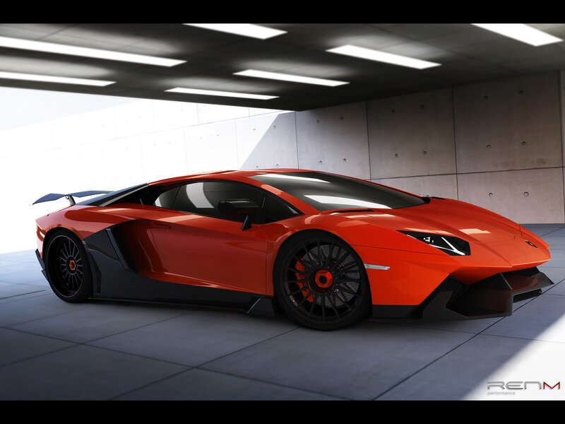 Orange Sports Car — Red, Dramatic, 3d Render, Garage, Tire