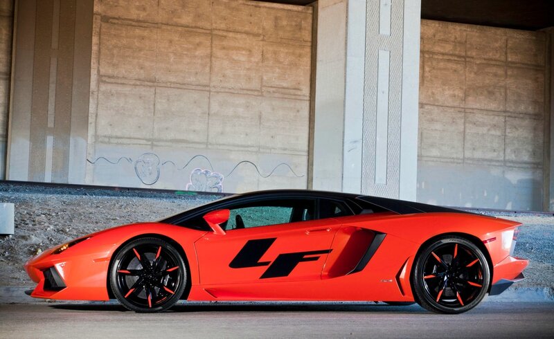 Orange Sports Car — Red, Dramatic, Photograph, Concrete Wall