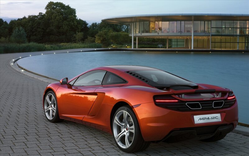 Orange Sports Car — Red, Serene, Sunset, Photograph