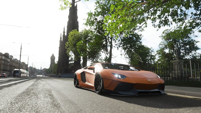 Orange Sports Car — Serene, Afternoon, 3d Render, Tree