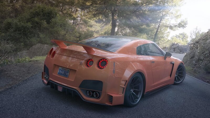 Orange Sports Car — Serene, Afternoon, 3d Render, Trees