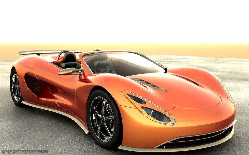 Orange Sports Car — Serene, Sunset, 3d Render, Road