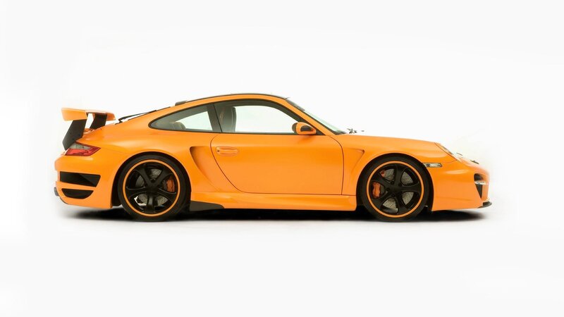 orange sports car side view
