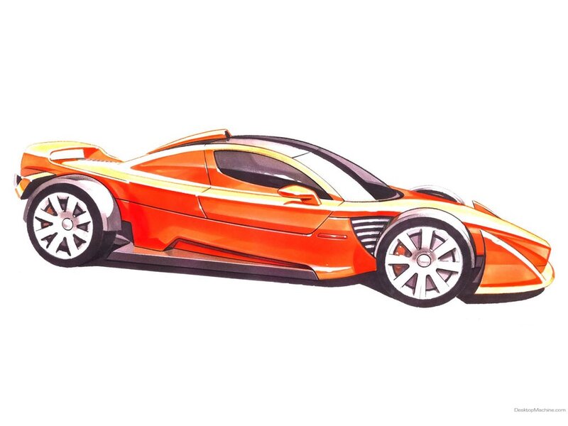 orange sports car sketch