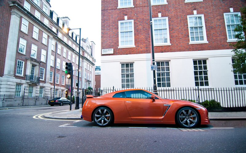 Orange Sports Car — Urban, Morning, Photograph