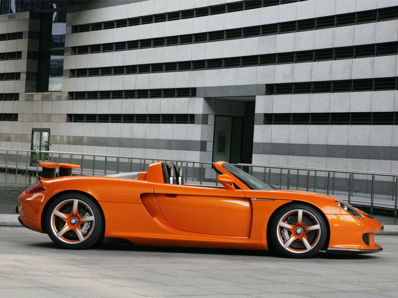 Orange Sports Car — Urban, Photograph, Building