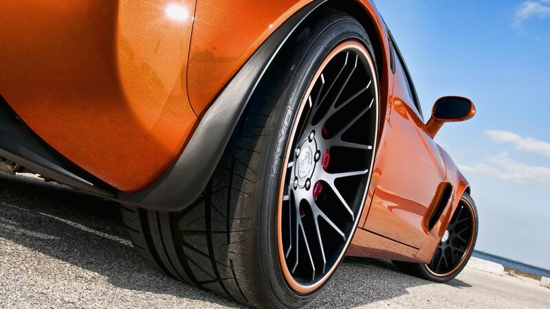 orange sports car wheel