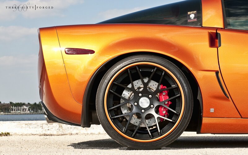 Orange sports car wheel