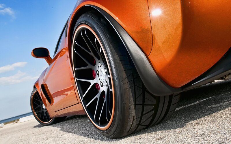orange sports car wheel