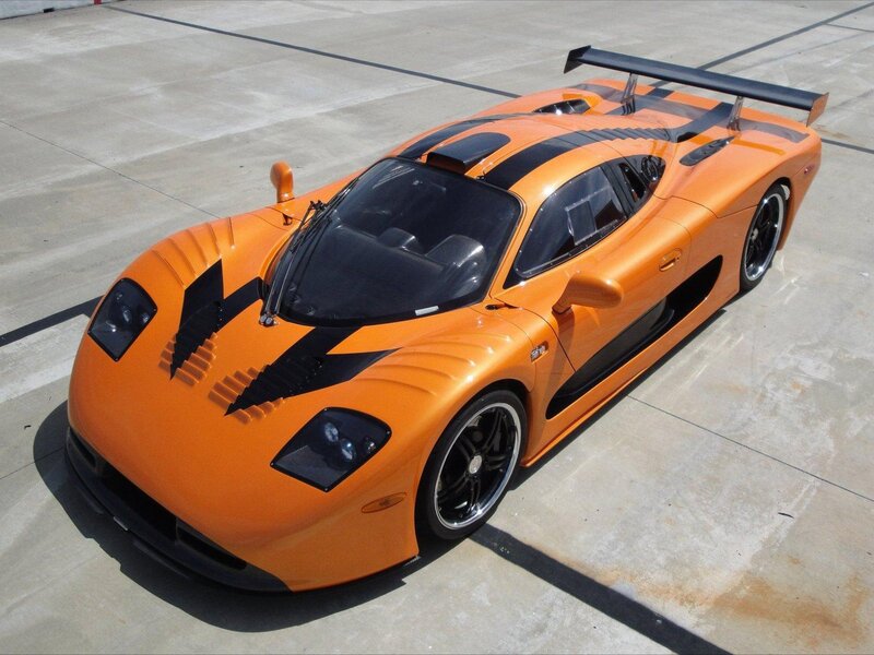 orange sports car with black stripes
