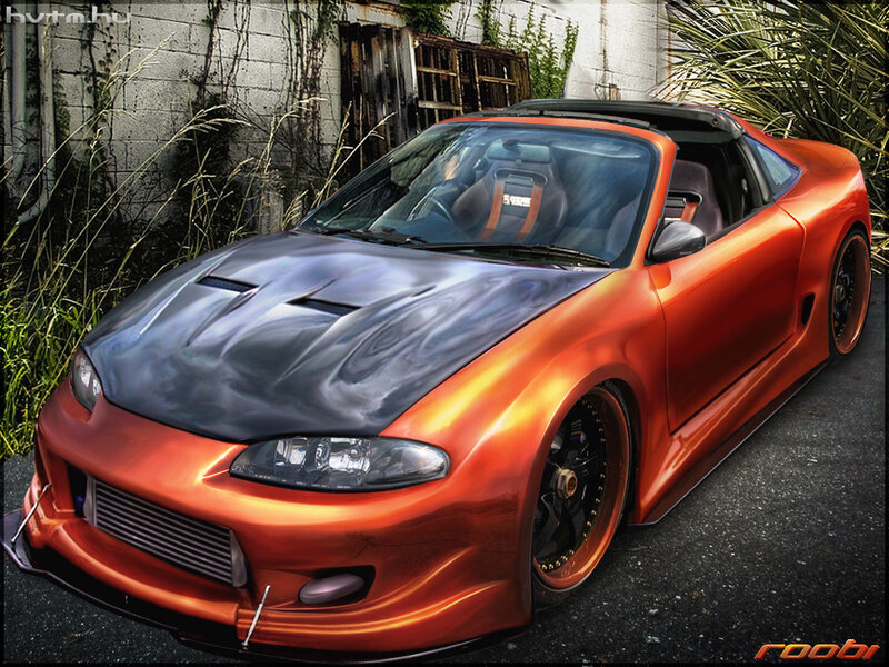 orange sports car with custom hood