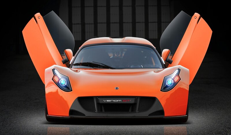 orange sports car with doors open