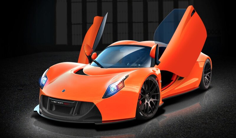 orange sports car with doors open