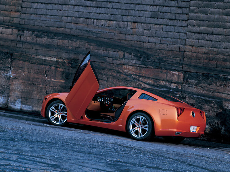 Orange sports car with open door