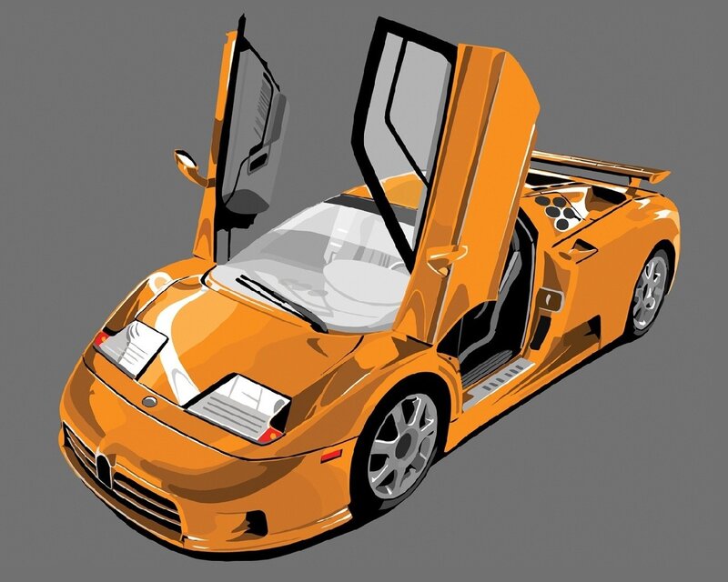 orange sports car with open doors