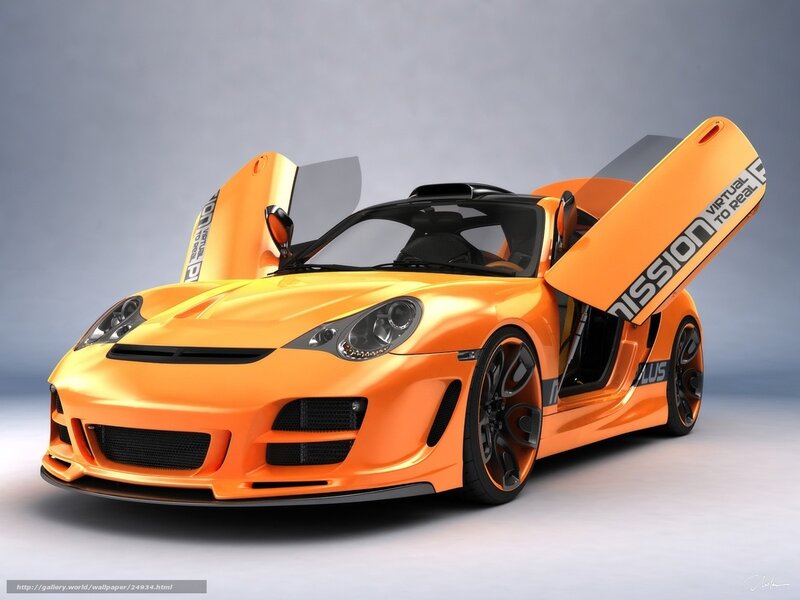 orange sports car with open doors