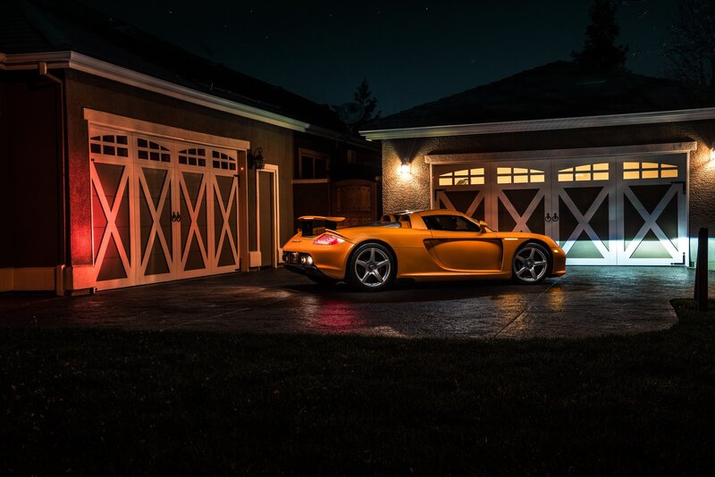 Orange Sports Car — Yellow, Dramatic, Night