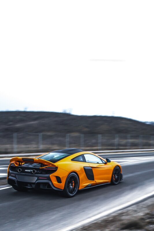 Orange Sports Car — Yellow, Dynamic, Photograph, Road