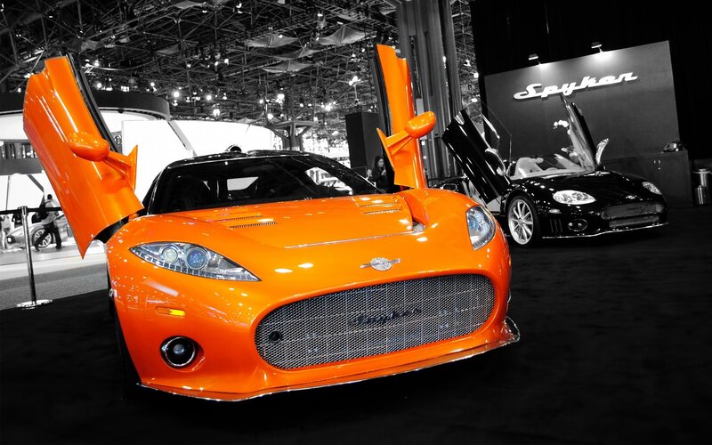 Orange Spyker sports car
