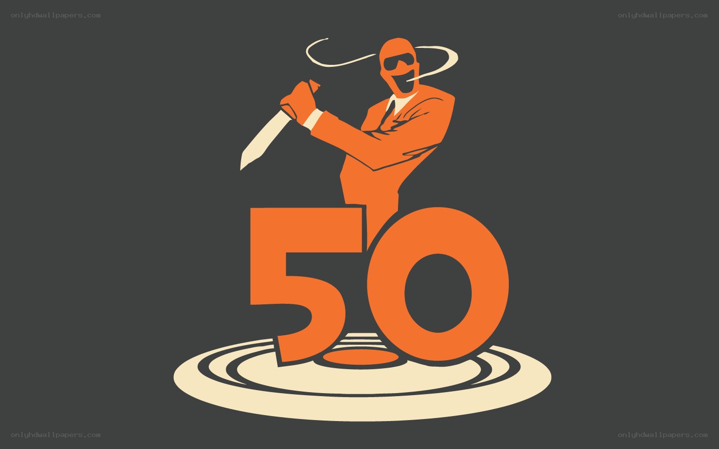 Orange-suited figure with knife