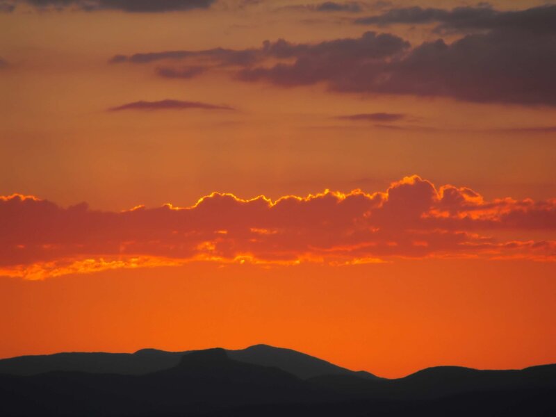 Orange sunset over mountains