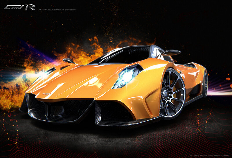 Orange Supercar Concept — Dramatic