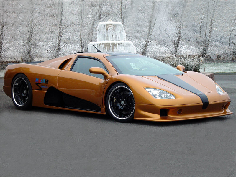 Orange supercar in winter