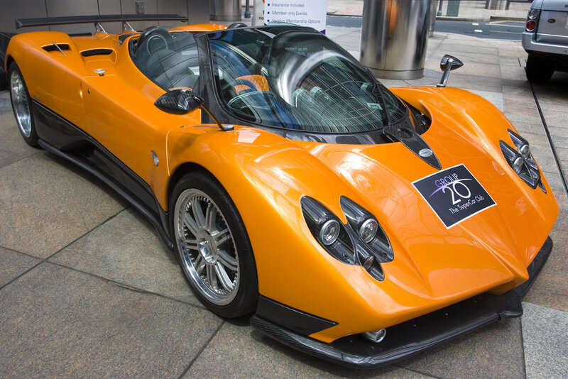 orange supercar on display