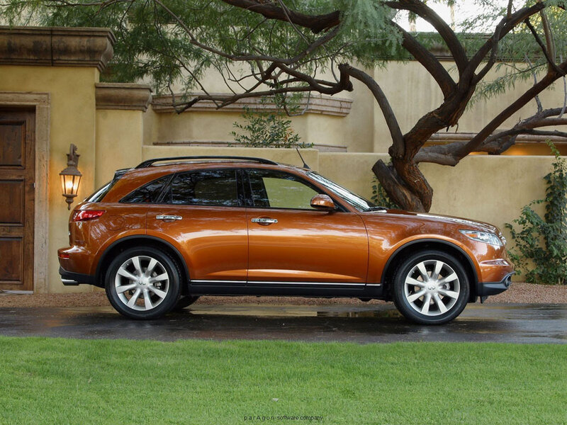 orange SUV parked outside
