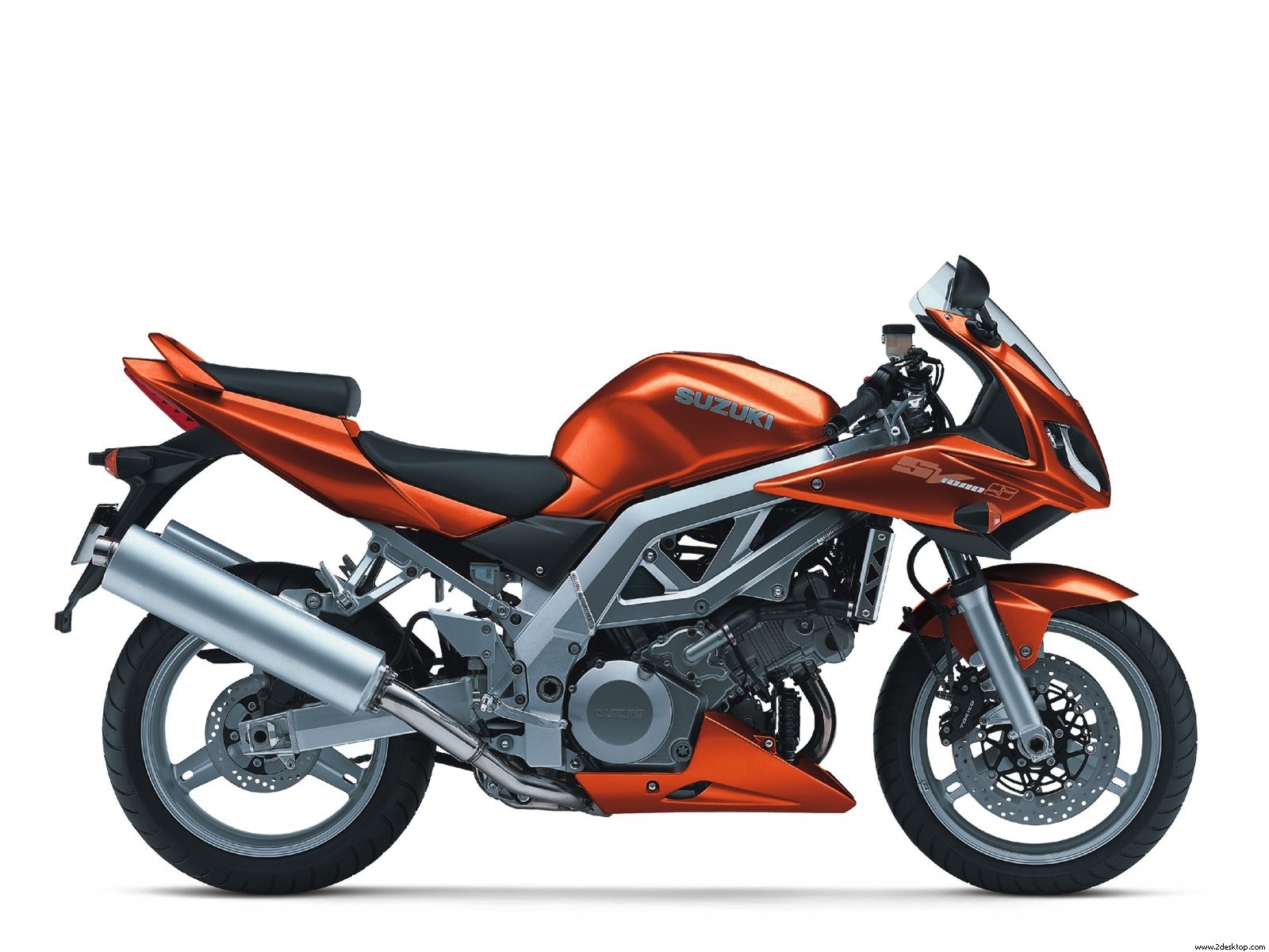 orange Suzuki SV650 motorcycle