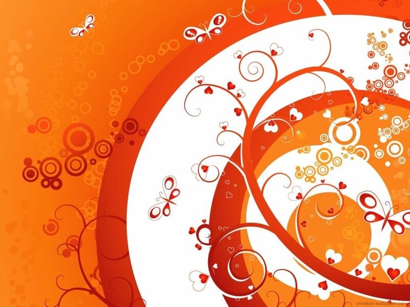 orange swirl with hearts and butterflies
