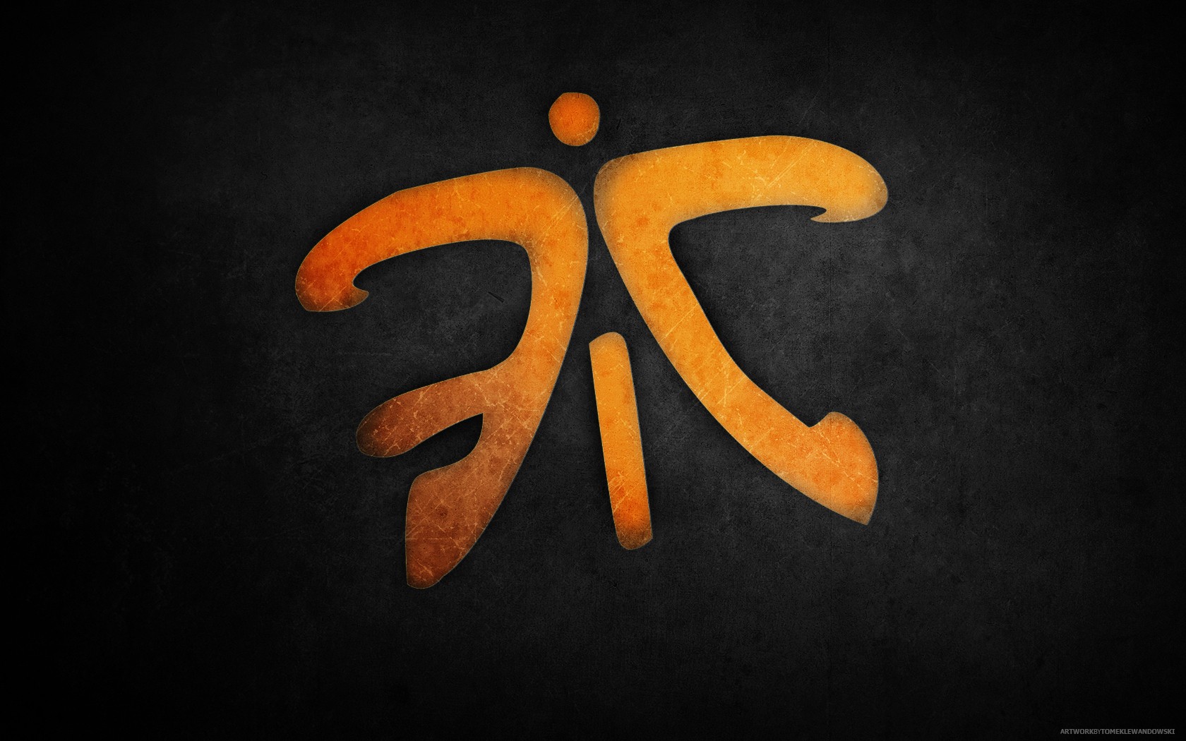 orange symbol on dark background